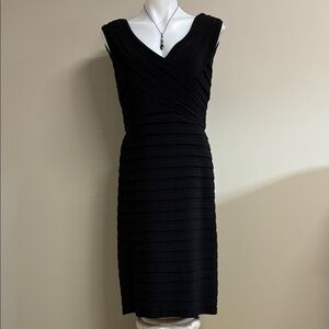 Xscape Elegant Black Midi Dress; Cocktail Dress; Stretch, Bodycon: Size: 12